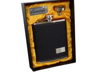 Piersiówka Stal Nierdzewna 7 OZ ok. 210ml Obszyta Skórą na Prezent Gentelo