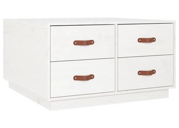 Stolik kawowy biały 80x80x45 cm lite drewno sosnowe WM-821518