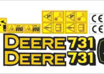 Naklejki John Deere 731 mocny klej, odporne, laminat UV
