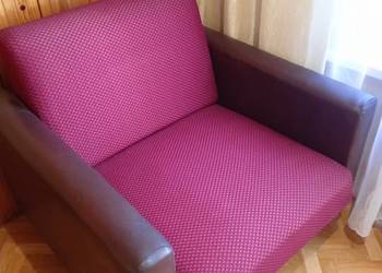 Fotel rozkładany styl PRL bordo *vintage, antyk