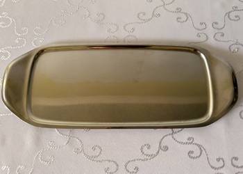 Metalowa taca srebrna vintage 36 cm dekoracyjna klasyczna do serwowania