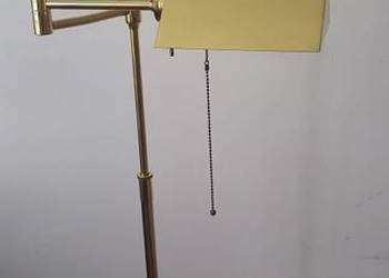 Mosiężna lampa podłogowa z ruchomym/składanym ramieniem