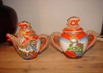 Smok - porcelanowy czajniczek, cukiernica Satsuma