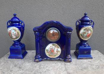 76 Zegar chodzik amfory kobalt porcelana Empire Ware England