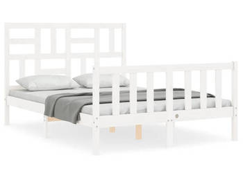 Rama łóżka z wezgłowiem biała lite drewno WM-3193047