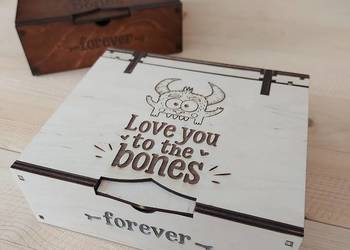 Pudełko Kocham Cię do szpiku kości Drewniane Rękodzieło