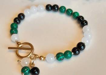 Kamienie naturalne Malachit Onyks Kamień księżycowy Bransoletka Ochrony