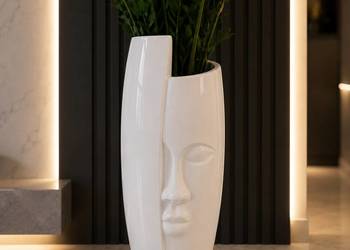Biała donica Twarz 72 cm - designerska donica dekoracyjna Premium
