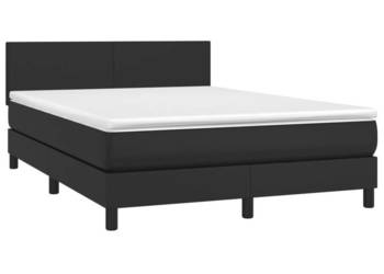Łóżko z Materacem Kontynentalne Czarne Ekoskóra LED 140x200cm WM-3134105