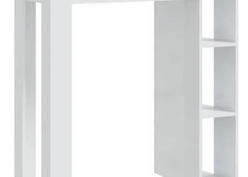 Stolik barowy z półkami biały wysoki połysk 102x50x1035 cm WM-809464