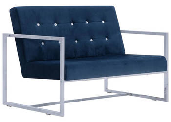 2-osobowa sofa z podłokietnikami niebieska chrom i aksamit WM-282166