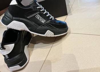 Sneakersy Skórzane Czarne Białe Męskie Versace Jeans Couture rozm 44