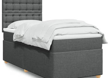 Łóżko kontynentalne z materacem ciemnoszara tkanina 90x200 cm WM-3291178