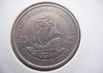 Stare monety 25 cent 1987 Karaiby Brytyjskie