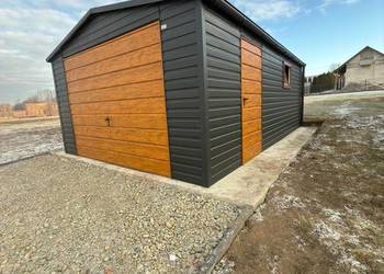 Garaż blaszany 4x7 producent montaż gratis czarny złoty dąb wiata