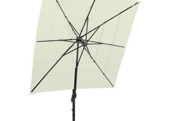 4-poziomowy parasol na aluminiowym słupku piaskowy 250x250 cm WM-313820