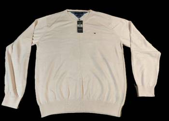 TOMMY HILFIGER Męski Sweter Premium Bawełna XXL Jasny Róż NOWY