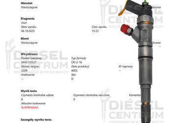 WTRYSKIWACZE BOSCH KOMPLET 4 SZTUK 0445110327 2.0 CDTI OPEL SAAB