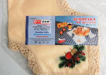 Świąteczna serwetka do pieczywa bawełna beż Boże Narodzenie