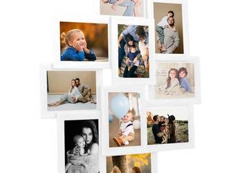 vidaXL Ramka na 10 zdjęć 10x15 cm, biała, MDF(SKU:332780)