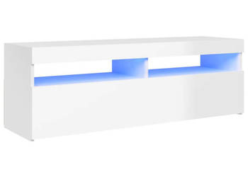 Szafka TV z oświetleniem LED biała wysoki połysk 120x35x40cm WM-804379