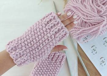 Rękawiczki mitenki wełna alpaka handmade
