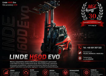 wózek czołowy Linde H60D Evo Linde H60D-03 / DO 6 TON / 8 WIDEŁ / SERWSIOW…