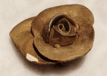 Przypinka, broszka, złota, kwiat, róża, 4,3cm (Biżuteria)