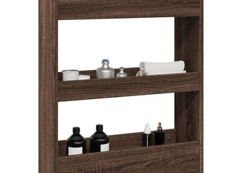 Wąski wózek pomocniczy 3-poziomowy brązowy dąb WM-855256