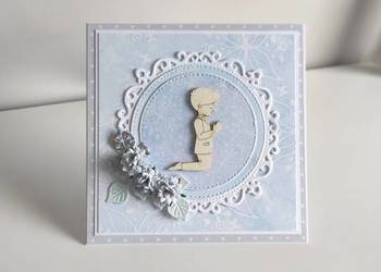 Kartka ręcznie robiona Komunia Święta niebieska dla chlopca Kartka ręcznie robiona Komunia Święta niebieska dla chlopca