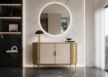 Komoda złota Champion Glamour Premium z muszelkami 150x40x88