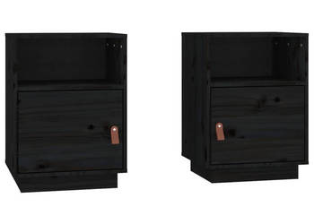 Szafki nocne 2 szt. czarne 40x34x55 cm lite drewno sosnowe WM-818324