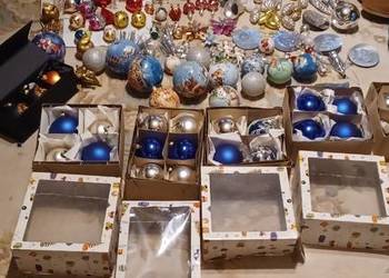 BOMBKI PRL CHOINKOWE TLUKACE I PLASTYCZNE RTĘCIOWE SZKLO GRANATOWA MURANO