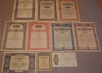 Zestaw historycznych papierów wartościowych polskich - 10 szt.