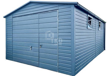 Garaż Blaszany 4x6m Brama uchylna Drzwi 2x Okno antracyt  Dwuspad TKD258