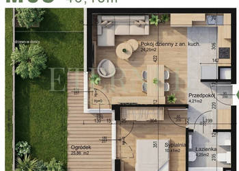 Funkcjonalne mieszkanie 2-pokojowe z ogródkiem 43,