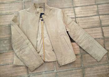 Kurtka skórzana beżowa