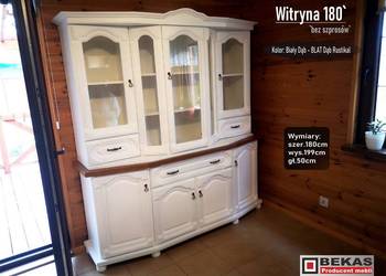 Biała Witryna 180 Dębowa Blat Dąb Naturalny Bekas Producent