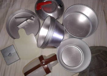 Komplet biwakowy turystyczny - kuchenka KLIMCZOK i na paliwko, bidon PRL