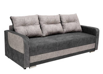 Kanapa Tapicerowana Szara z Poduszkami PIOTREK