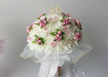 Komunia Święta Bukiety Białe Piankowe Z Dodatkami Różowymi