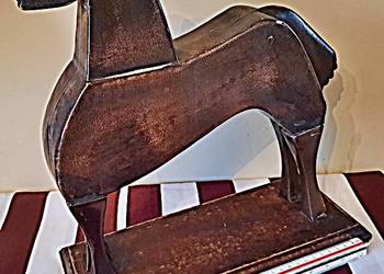 Koń  -  dekoracja ceramika drewno wysokość 35 cm