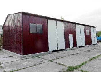 Blaszana montowana hala 11×18 m – brązowo/biała