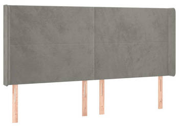 Zagłówek do łóżka z LED jasnoszary 203x16x118/128 cm aksamit WM-3123834