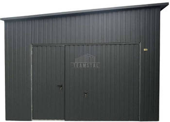 Garaż blaszany 4,5x10m 2x brama uchylna 2x drzwi okno rynny TS1009