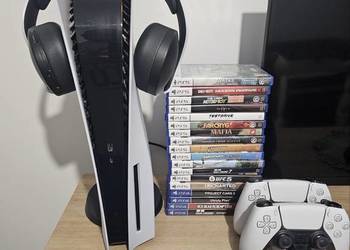MEGA ZESTAW! Sony PlayStation 5 Napęd, 825GB+1TB PS PORTAL HEADSET  2x PAD