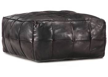 vidaXL Puf, czarny, 60x60x30 cm, prawdziwa kozia skóra (SKU:248134)