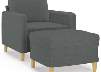 Fotel z podnóżkiem ciemnoszary 60 cm obity tkaniną WM-3201185