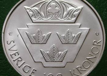 Szwecja 100 koron 1985 - Rok Młodych - srebro - mennicza