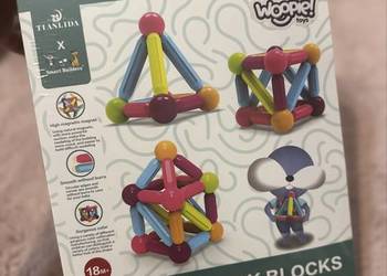 Klocki magnetyczne, grube 38 elementów nowe 18m+